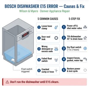 Bosch Dishwasher E15 Error. Causes and Fix.