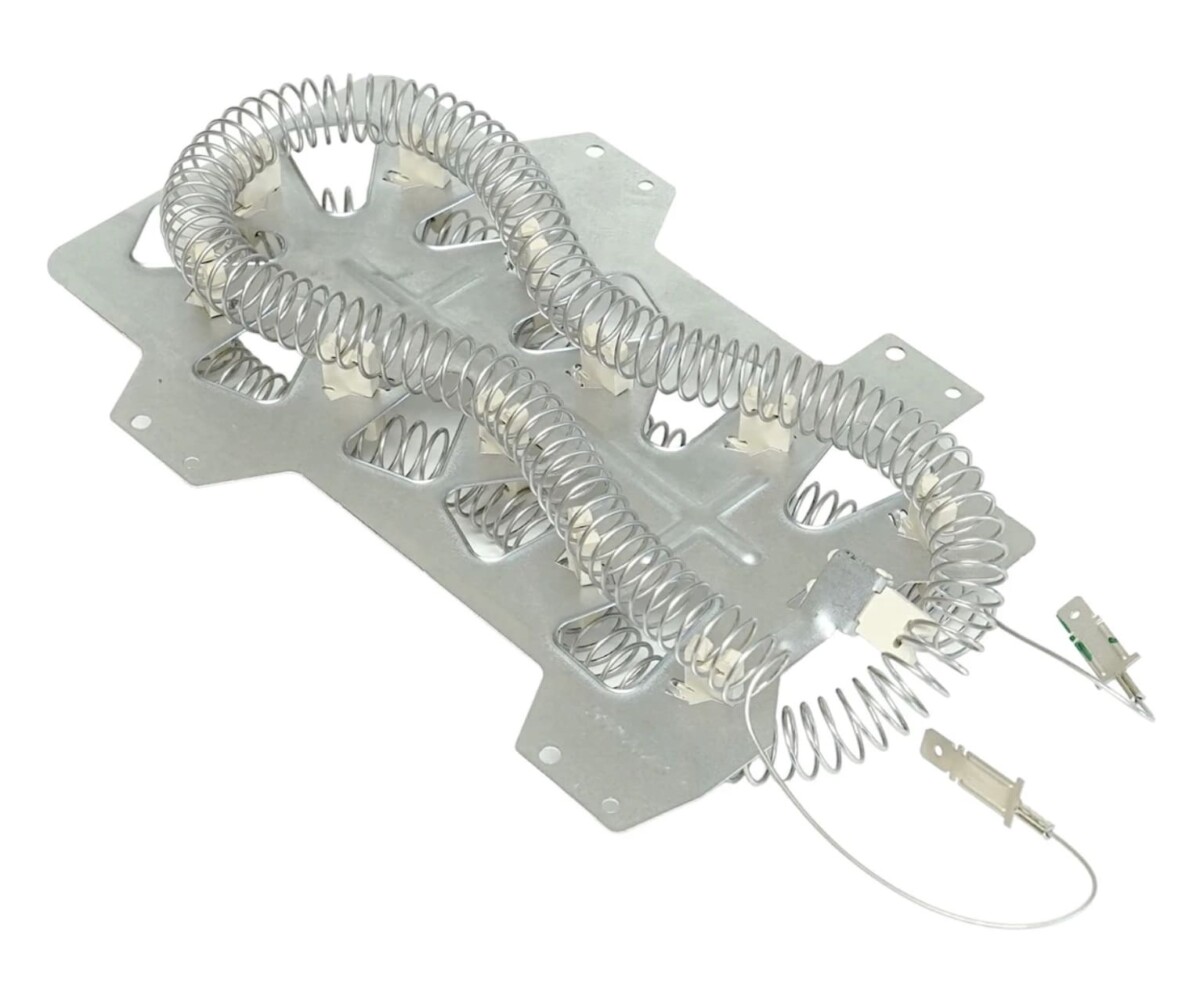 Failed dryer heating element coil with visible break causing dryer not heating