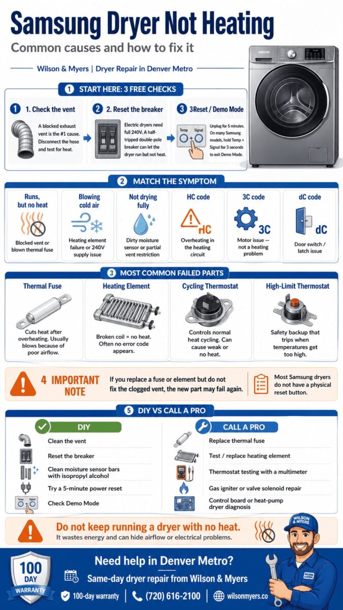 Samsung Dryer Not Heating Infographic