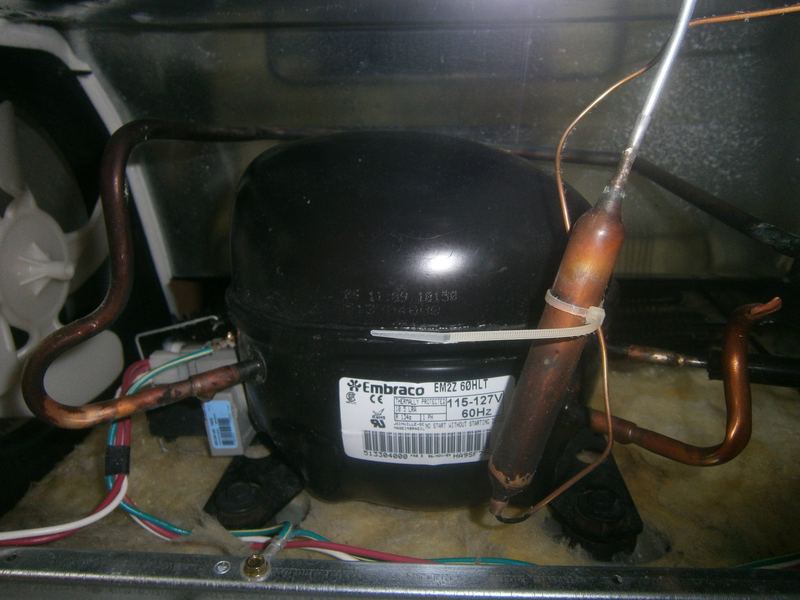Refrigerator compressor unit; sealed system component that circulates refrigerant; failure means no cooling in any brand including Samsung